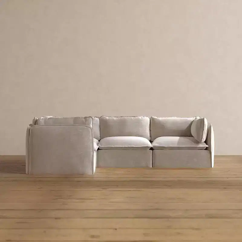 Canapé d'angle modulable lavable 4 places Anabei | Assise Memorix+ et coussin Contour