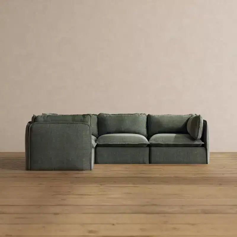 Canapé d'angle modulable lavable 4 places Anabei | Assise Memorix+ et coussin Contour