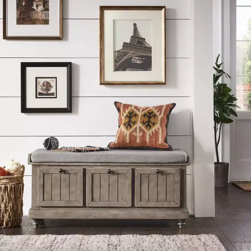 Banc de rangement Marin avec coussin en lin - iNSPIRE Q