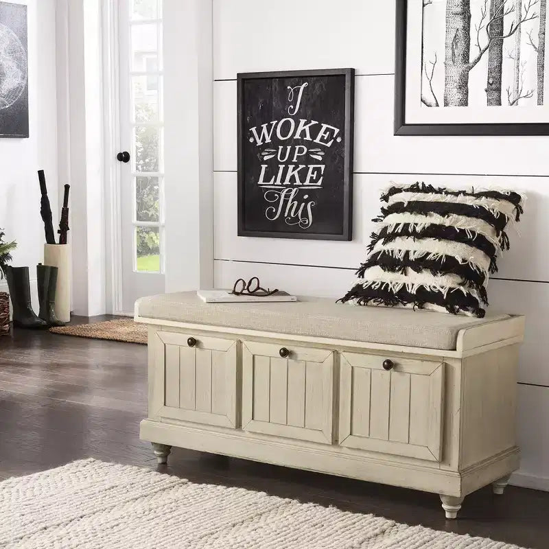 Banc de rangement Marin avec coussin en lin - iNSPIRE Q