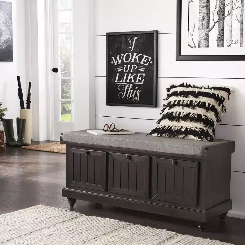 Banc de rangement Marin avec coussin en lin - iNSPIRE Q