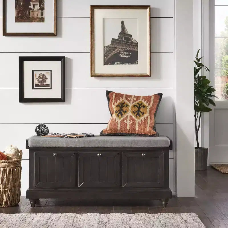 Banc de rangement Marin avec coussin en lin - iNSPIRE Q