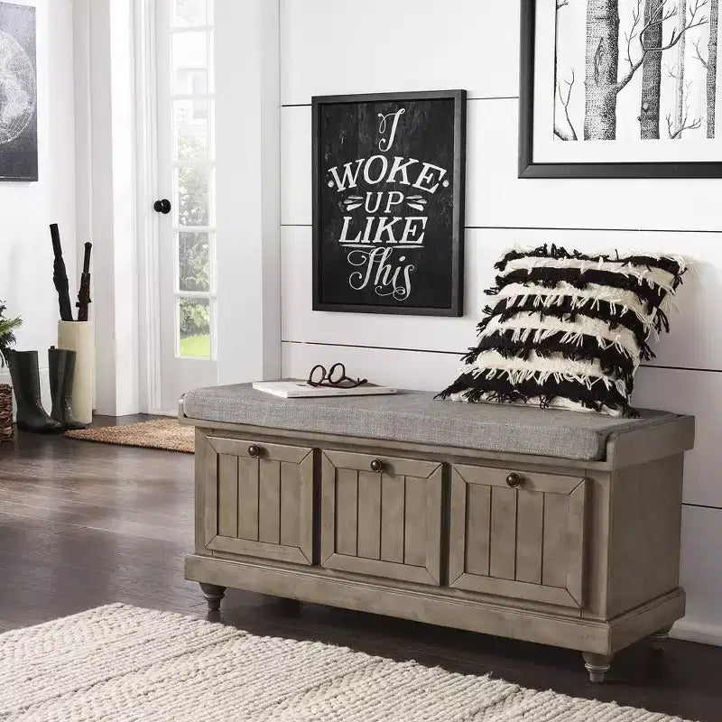 Banc de rangement Marin avec coussin en lin - iNSPIRE Q