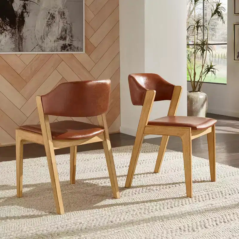 Chaise de salle à manger Abstergo moderne en bois scandinave (lot de 2) - iNSPIREQ