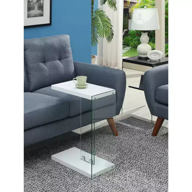HomeStock Rectangle Glass Table Top End Table 1 -piece