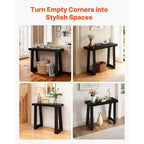 Table console 36 pouces, table de canapé étroite moderne en bois avec rangement ouvert à deux niveaux pour couloir, chambre, entrée, finition noire