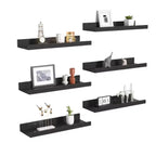 Home Collection Floating Wall Shelves Set of 6 Black