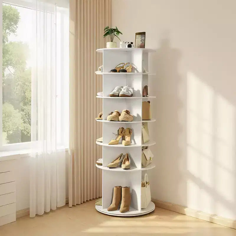 Étagère à chaussures rotative VEVOR 6 niveaux, tour à chaussures rotative à 360°, présentoir rond rotatif, présentoir autoportant Lazy Susan, blanc