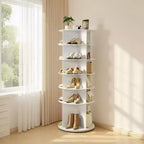 Étagère à chaussures rotative VEVOR 6 niveaux, tour à chaussures rotative à 360°, présentoir rond rotatif, présentoir autoportant Lazy Susan, blanc