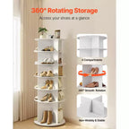 Étagère à chaussures rotative VEVOR 6 niveaux, tour à chaussures rotative à 360°, présentoir rond rotatif, présentoir autoportant Lazy Susan, blanc