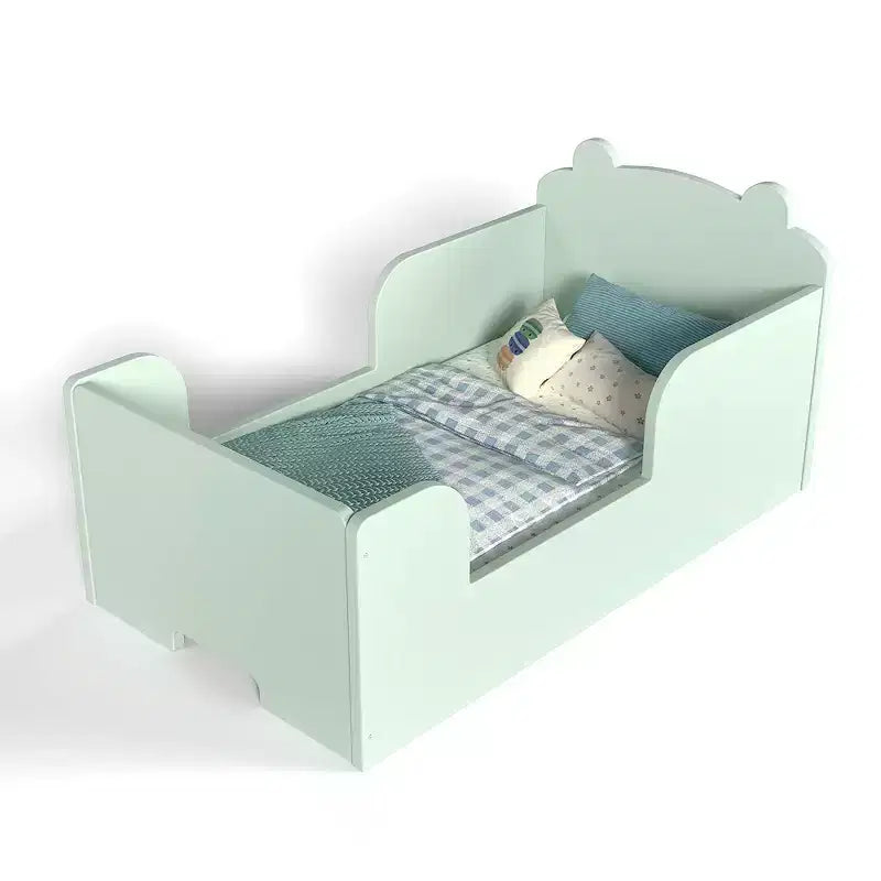 Bellemave Lit au Sol pour Tout-Petits avec Barrières de Sécurité et Forme d'Ours, Cadre de Lit en Bois Massif pour Garçons et Filles, Aucun Sommier Tapissier Nécessaire