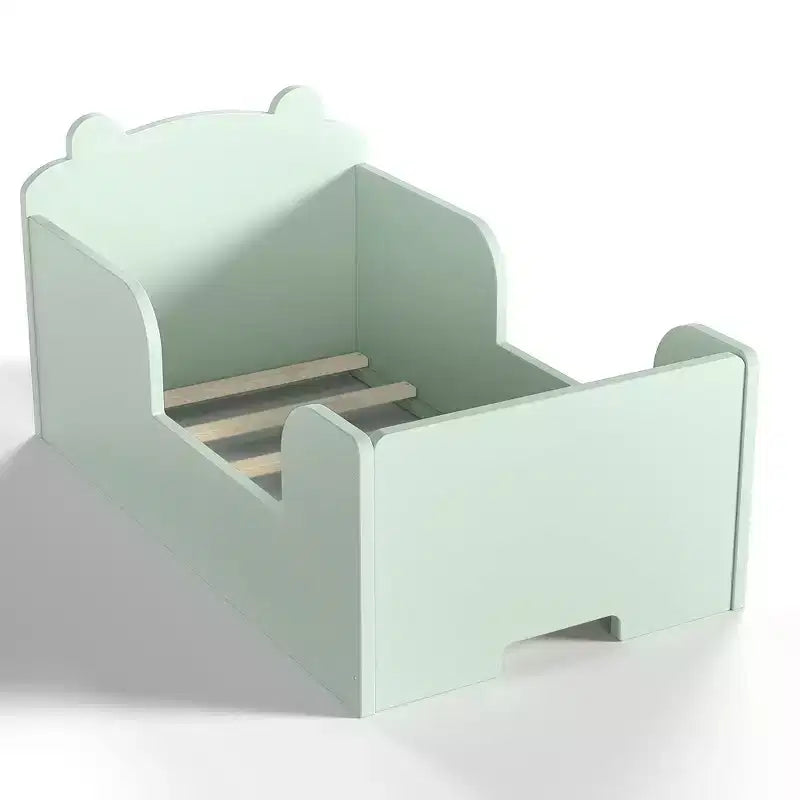 Bellemave Lit au Sol pour Tout-Petits avec Barrières de Sécurité et Forme d'Ours, Cadre de Lit en Bois Massif pour Garçons et Filles, Aucun Sommier Tapissier Nécessaire