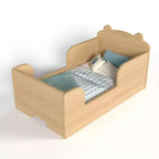 Bellemave Lit au Sol pour Tout-Petits avec Barrières de Sécurité et Forme d'Ours, Cadre de Lit en Bois Massif pour Garçons et Filles, Aucun Sommier Tapissier Nécessaire