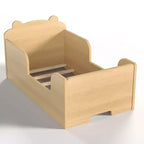 Bellemave Lit au Sol pour Tout-Petits avec Barrières de Sécurité et Forme d'Ours, Cadre de Lit en Bois Massif pour Garçons et Filles, Aucun Sommier Tapissier Nécessaire