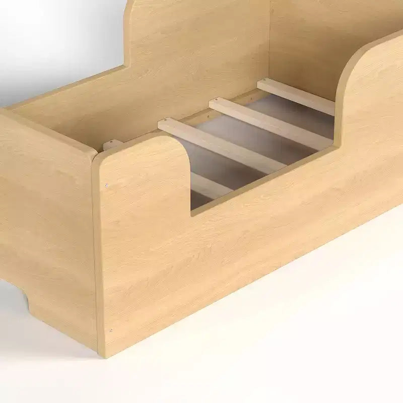 Bellemave Lit au Sol pour Tout-Petits avec Barrières de Sécurité et Forme d'Ours, Cadre de Lit en Bois Massif pour Garçons et Filles, Aucun Sommier Tapissier Nécessaire