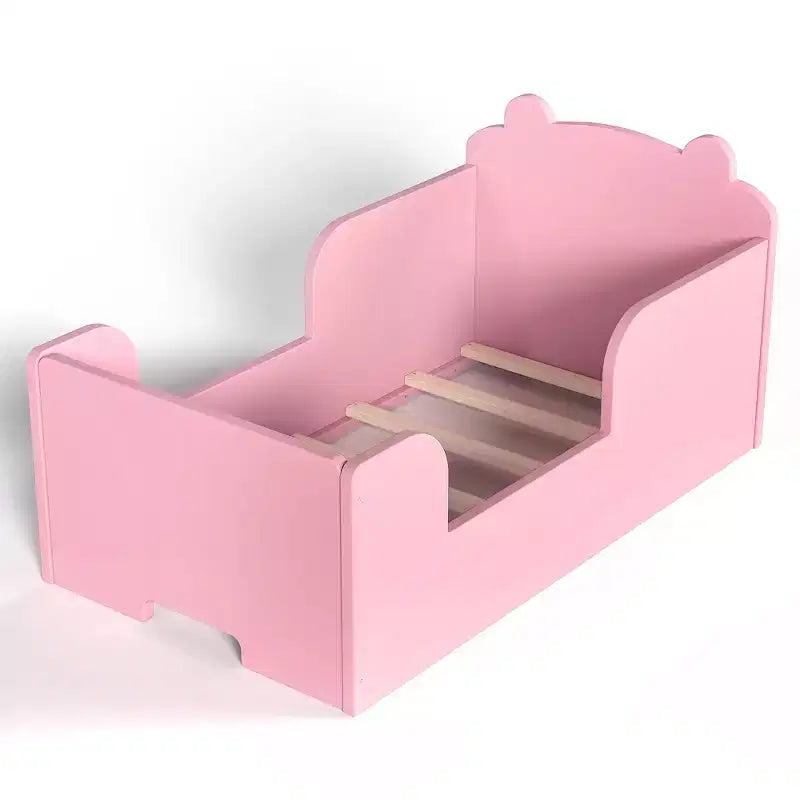 Bellemave Lit au Sol pour Tout-Petits avec Barrières de Sécurité et Forme d'Ours, Cadre de Lit en Bois Massif pour Garçons et Filles, Aucun Sommier Tapissier Nécessaire