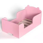 Bellemave Lit au Sol pour Tout-Petits avec Barrières de Sécurité et Forme d'Ours, Cadre de Lit en Bois Massif pour Garçons et Filles, Aucun Sommier Tapissier Nécessaire