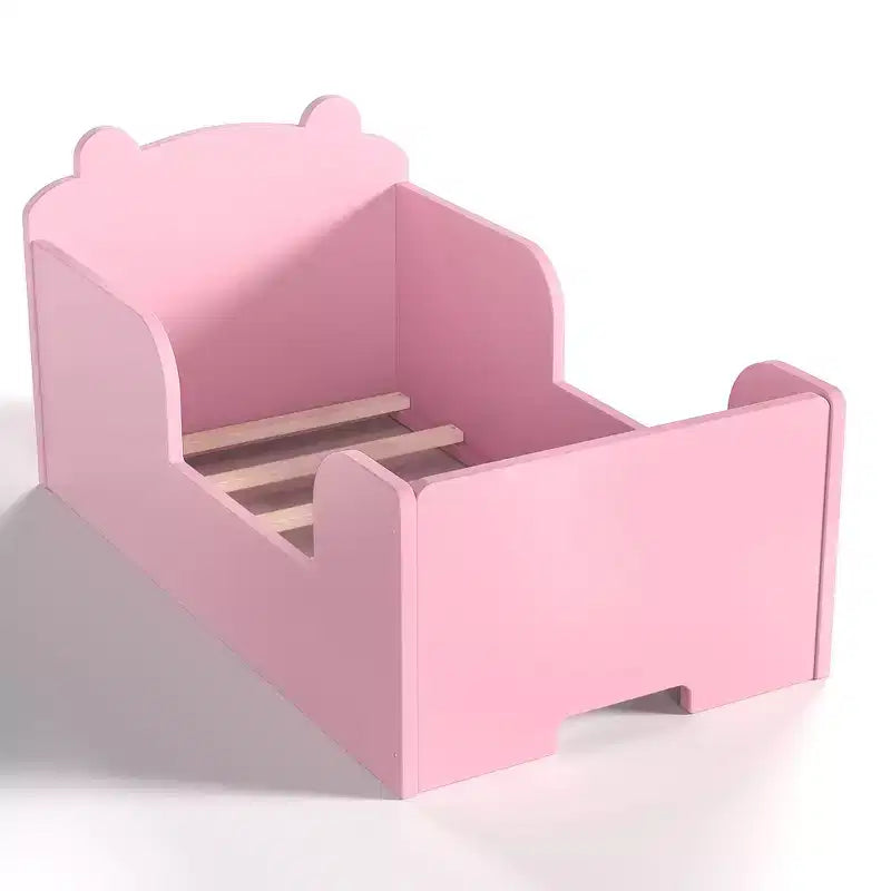 Bellemave Lit au Sol pour Tout-Petits avec Barrières de Sécurité et Forme d'Ours, Cadre de Lit en Bois Massif pour Garçons et Filles, Aucun Sommier Tapissier Nécessaire