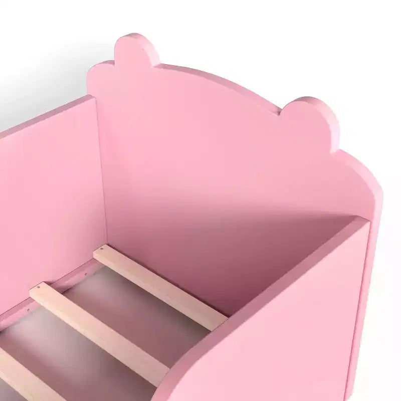 Bellemave Lit au Sol pour Tout-Petits avec Barrières de Sécurité et Forme d'Ours, Cadre de Lit en Bois Massif pour Garçons et Filles, Aucun Sommier Tapissier Nécessaire
