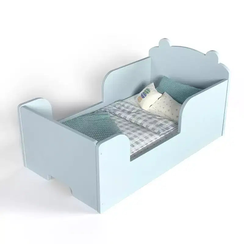 Bellemave Lit au Sol pour Tout-Petits avec Barrières de Sécurité et Forme d'Ours, Cadre de Lit en Bois Massif pour Garçons et Filles, Aucun Sommier Tapissier Nécessaire