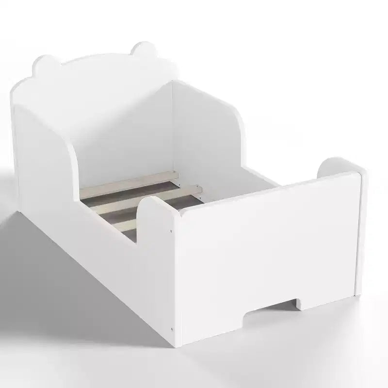 Bellemave Lit au Sol pour Tout-Petits avec Barrières de Sécurité et Forme d'Ours, Cadre de Lit en Bois Massif pour Garçons et Filles, Aucun Sommier Tapissier Nécessaire