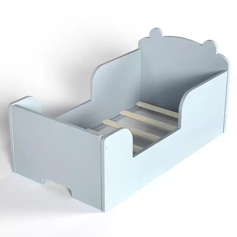 Bellemave Lit au Sol pour Tout-Petits avec Barrières de Sécurité et Forme d'Ours, Cadre de Lit en Bois Massif pour Garçons et Filles, Aucun Sommier Tapissier Nécessaire