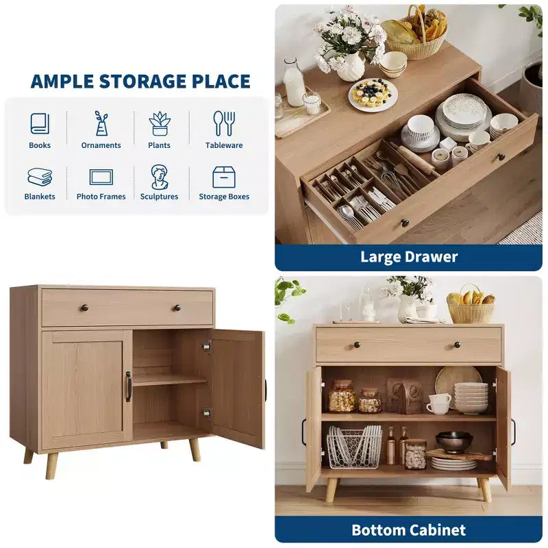 Buffet polyvalent avec tiroirs et portes, console de rangement multi-usage pour cuisine, salle à manger, salon, entrée, meuble d'appoint autonome