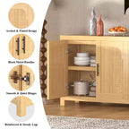 Meuble Buffet, Bahut avec Rangement 71 Design Arche et Cannelé Moderne Ferme, 4 Portes avec Passe-câbles et Étagères Réglables, Chêne Clair