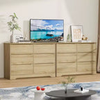 Commode moderne en bois avec 6 tiroirs profonds, grand coffre de rangement avec large surface supérieure, longue armoire de rangement pour chambre ou salon