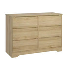 Commode moderne en bois avec 6 tiroirs profonds, grand coffre de rangement avec large surface supérieure, longue armoire de rangement pour chambre ou salon