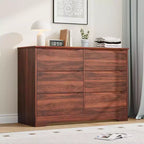 Commode moderne en bois avec 6 tiroirs profonds, grand coffre de rangement avec large surface supérieure, longue armoire de rangement pour chambre ou salon