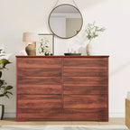 Modern Wooden Dresser with 6 Deep Drawers, Large Storage Chest with Wide Top Surface, Long Bedroom or Living Room Organizer Cabinet