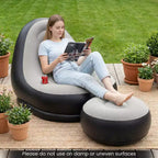 Canapé gonflable Costway avec pouf, canapé d'air portable pour adultes avec surface floquée