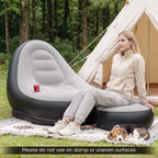 Canapé gonflable Costway avec pouf, canapé d'air portable pour adultes avec surface floquée