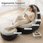 Canapé gonflable Costway avec pouf, canapé d'air portable pour adultes avec surface floquée