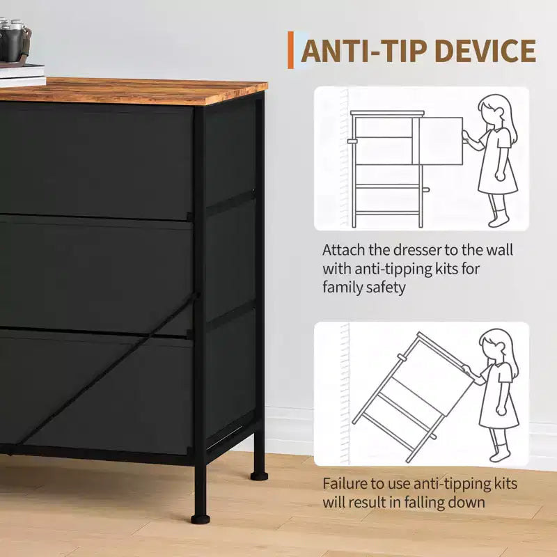 Meuble TV de 70 po avec 12 tiroirs en tissu et station de recharge, long meuble de divertissement pour téléviseur jusqu'à 80 po, table console multimédia pour salon