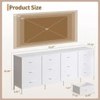 Meuble TV de 70 po avec 12 tiroirs en tissu et station de recharge, long meuble de divertissement pour téléviseur jusqu'à 80 po, table console multimédia pour salon