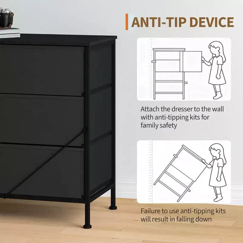 Meuble TV de 70 po avec 12 tiroirs en tissu et station de recharge, long meuble de divertissement pour téléviseur jusqu'à 80 po, table console multimédia pour salon