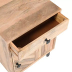 Table de chevet vintage avec LED/veilleuse, tiroir de rangement, porte d'armoire, bois massif 18.00 (N758P194731X)