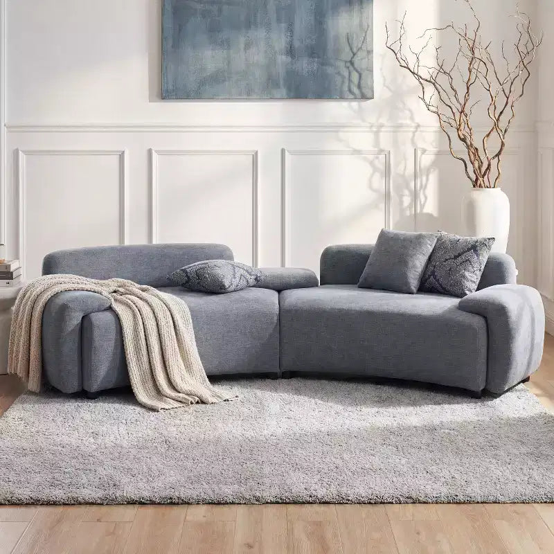 Canapé 4 places incurvé moderne Christopher Knight Home Alvis 122 en tissu rembourré avec 3 coussins