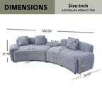 Canapé 4 places incurvé moderne Christopher Knight Home Alvis 122 en tissu rembourré avec 3 coussins