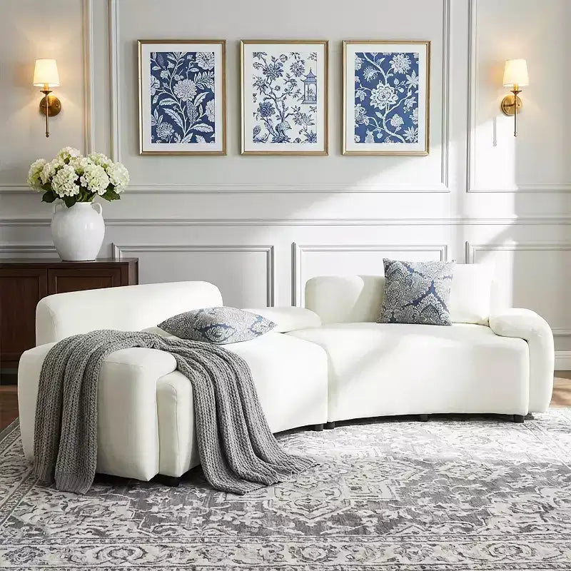 Canapé 4 places incurvé moderne Christopher Knight Home Alvis 122 en tissu rembourré avec 3 coussins