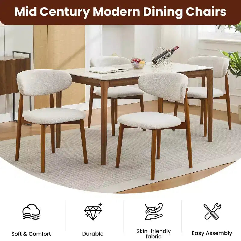 Chaises de salle à manger modernes du milieu du siècle, style ferme, pieds en bois, pour cuisine, salle à manger
