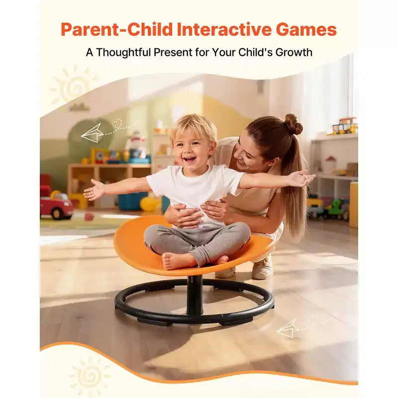 VEVOR Chaise Pivotante pour Enfants, Capacité 100 kg, Siège Jouet Sensoriel pour Enfants Autistes avec Base Métallique Antidérapante, Siège Rond Pivotant pour Tout-Petits, Orange
