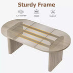 Coolmee 70.8 Table à manger ovale de style campagnard pour 6-8 personnes, table de cuisine avec base en bois épais pour appartements et repas de famille