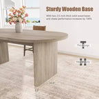 Coolmee 70.8 Table à manger ovale de style campagnard pour 6-8 personnes, table de cuisine avec base en bois épais pour appartements et repas de famille