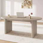 Coolmee 70.8 Table à manger ovale de style campagnard pour 6-8 personnes, table de cuisine avec base en bois épais pour appartements et repas de famille