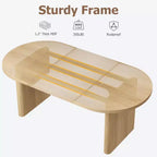 Coolmee 70.8 Table à manger ovale de style campagnard pour 6-8 personnes, table de cuisine avec base en bois épais pour appartements et repas de famille