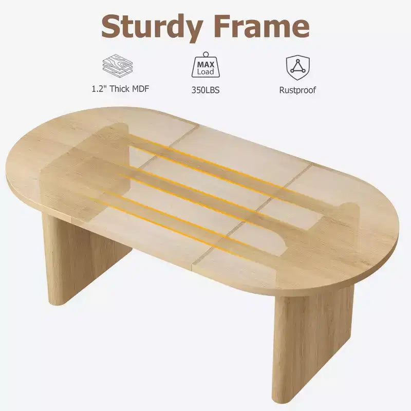 Coolmee 70.8 Table à manger ovale de style campagnard pour 6-8 personnes, table de cuisine avec base en bois épais pour appartements et repas de famille