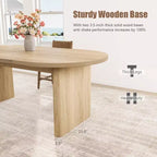 Coolmee 70.8 Table à manger ovale de style campagnard pour 6-8 personnes, table de cuisine avec base en bois épais pour appartements et repas de famille